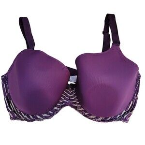 Wacoal Bra T-Shirt 36G Purple Embrace Trim Stretch Adjustable Straps Underwire